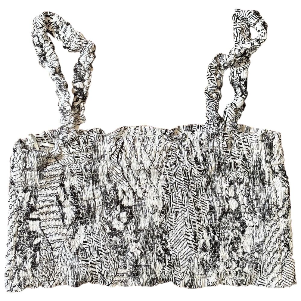 papercrane M Y2K Crop Top Black White Smocked